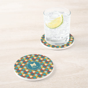 Dessous De Verre En Grès Vintage Jigsaw Puzzle Pièces Motif Monogramme