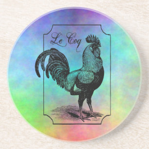 Dessous De Verre En Grès Vintage Pastel Rooster