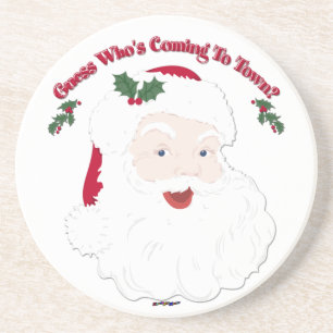 Dessous De Verre En Grès Vintage Père Noël Devine qui va venir ?