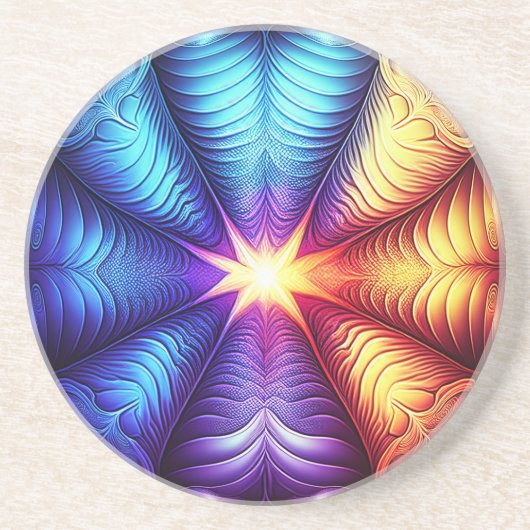Dessous De Verre En Grès Violet bleu jaune Lyapunov Fractal (Devant)
