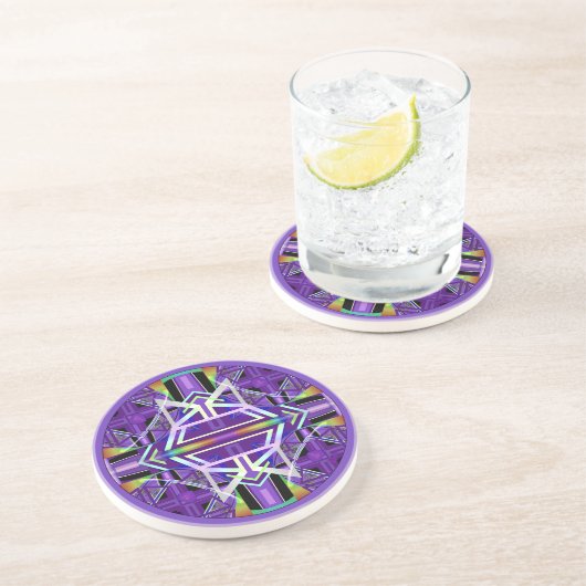 Dessous De Verre En Grès Violet W3 (Côté)