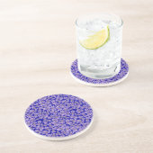 Dessous de verre en grès, Violettes sur bleu foncé (Côté)