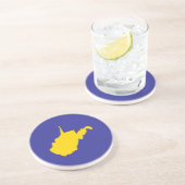 Dessous De Verre En Grès Virginie occidentale or et bleu (Côté)