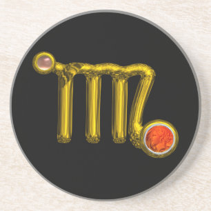 Dessous De Verre En Grès VIRGO ZODIAC ANNIVERSAIRE JEWEL Gold Grey Orange A