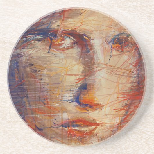 Dessous De Verre En Grès Visage Abstrait (Devant)