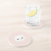 Dessous De Verre En Grès Visage de chaton blanc mignon rose (Côté)