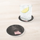 Dessous De Verre En Grès Visage de chien noir (Côté)
