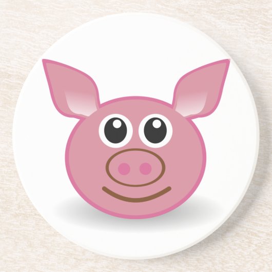 Dessous De Verre En Grès Visage de dessin de porc (Devant)