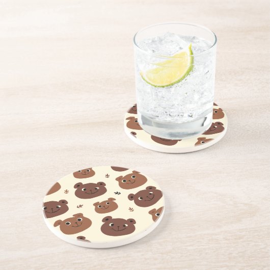 Dessous De Verre En Grès Visage drôle d'ours (Côté)