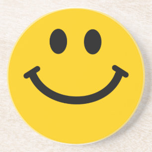 Dessous De Verre En Grès Visage souriant jaune