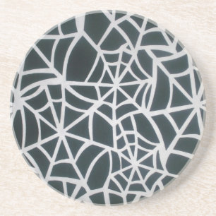 Dessous De Verre En Grès Vitesse Web Gothique Gras Designer Noir et Blanc