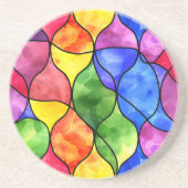 Dessous De Verre En Grès Vitrail arc-en-ciel aquarelle (Devant)