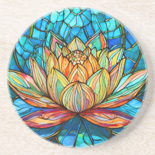 Dessous De Verre En Grès Vitrail rose lotus