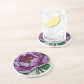 Dessous De Verre En Grès Vitraux Pivoine Violette (Côté)