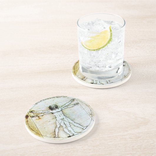 Dessous De Verre En Grès VITRUVIAN MAN Antique Parchment (Côté)