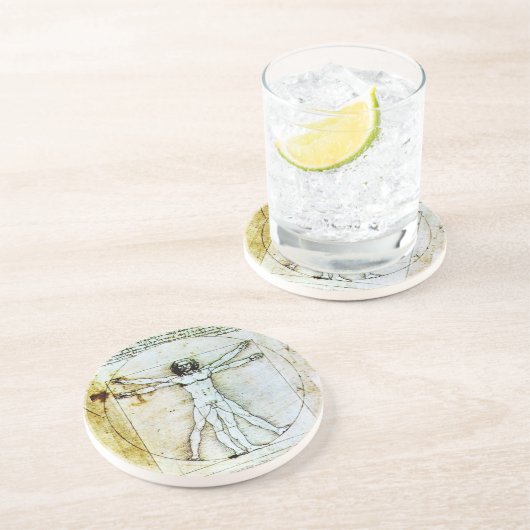 Dessous De Verre En Grès VITRUVIAN MAN Antique Parchment (Côté)