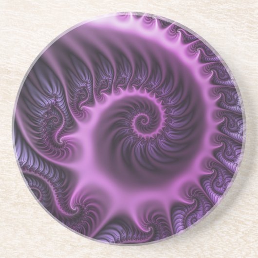 Dessous De Verre En Grès Vivid Cool Abstrait rose violet Fractal Art Spiral (Devant)