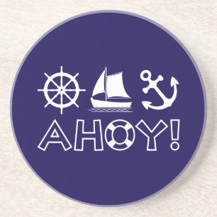 Dessous De Verre En Grès Voilier Ancre Ahoy! BLANCHE
