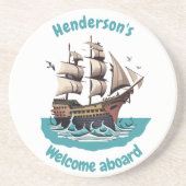 Dessous De Verre En Grès Voilier Avec Notre Équipage (Devant)