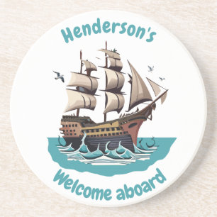 Dessous De Verre En Grès Voilier Avec Notre Équipage