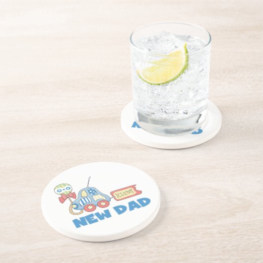 Dessous De Verre En Grès Voiture Nouveau Papa C'est un garçon Cadeaux (Côté)