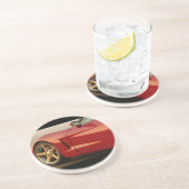 Dessous De Verre En Grès Voiture rouge classique (Côté)