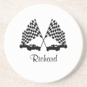 Dessous De Verre En Grès Voitures et Checker Drapeau Course personnelle (Devant)