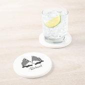 Dessous De Verre En Grès Voitures et Checker Drapeau Course personnelle (Côté)