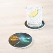 Dessous De Verre En Grès Vol de libellule verte lumineuse (Côté)