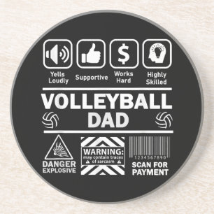 Dessous De Verre En Grès Volleyball papa drôle Contenu du père du sport
