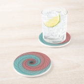 Dessous De Verre En Grès Vortex Rouge et Sarcelle (Côté)