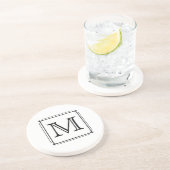 Dessous De Verre En Grès Votre lettre. Monogramme fait sur commande. Noir (Côté)