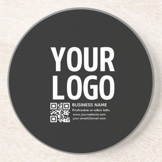 Dessous De Verre En Grès Votre logo avec code QR et texte modifiables (Devant)