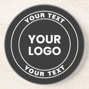 Dessous De Verre En Grès Votre logo téléchargé + texte circulaire gras 