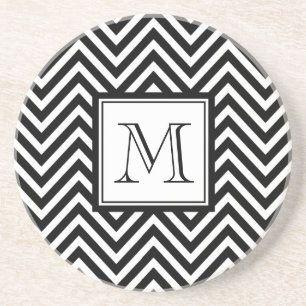 DESSOUS DE VERRE EN GRÈS VOTRE MONOGRAMME, CHEVRON NOIR