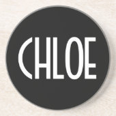 Dessous De Verre En Grès Votre nom, texte gras blanc | Noir (Devant)