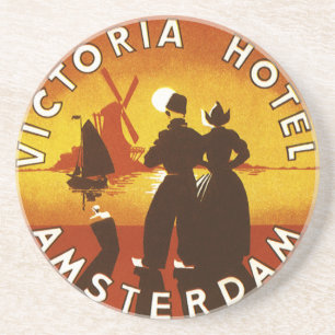 Dessous De Verre En Grès Voyage Vintage, Hôtel Victoria, Amsterdam, Holland