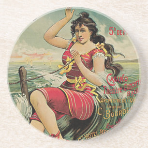 Dessous De Verre En Grès Voyage Vintage, Station Balnéaire, Cabourg France