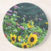 Dessous De Verre En Grès Vue jardin- tournesol, marguerites, cosmos (Devant)