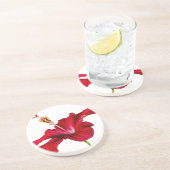 Dessous De Verre En Grès Vue latérale de l'Hibiscus rouge (Côté)