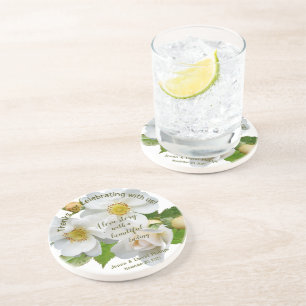 Dessous De Verre En Grès Wedding Favor Elegant Roses Full Bloom