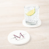 Dessous De Verre En Grès Wedding Purple Monogram Names Year Est (Côté)