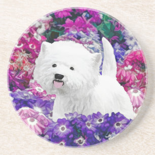 Dessous De Verre En Grès West Highland White Terrier Peinture Chien Art