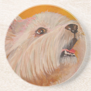 Dessous De Verre En Grès West Highland White Terrier Portrait