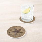 Dessous De Verre En Grès Western Country Rustic Burlap Primitif Texas Star (Côté)