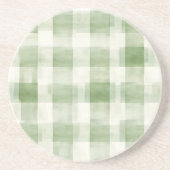 Dessous De Verre En Grès Western Green Creme Plaid Stripes Pays (Devant)
