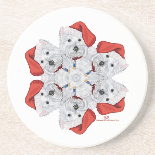 Dessous De Verre En Grès Westie Snowflake (Devant)