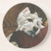 Dessous De Verre En Grès Westie sur canapé (Devant)