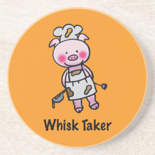 Dessous De Verre En Grès Whisk Taker Pig - Drôle Chef Design