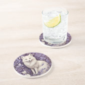 Dessous De Verre En Grès White Arctic Fox Lavender William Morris Fleurs (Côté)